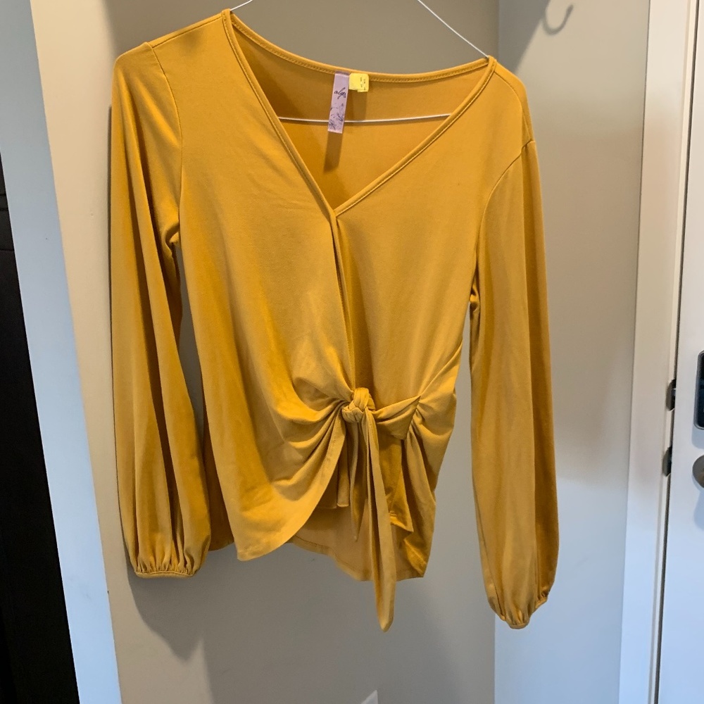 Mustard Wrap V Neck Top